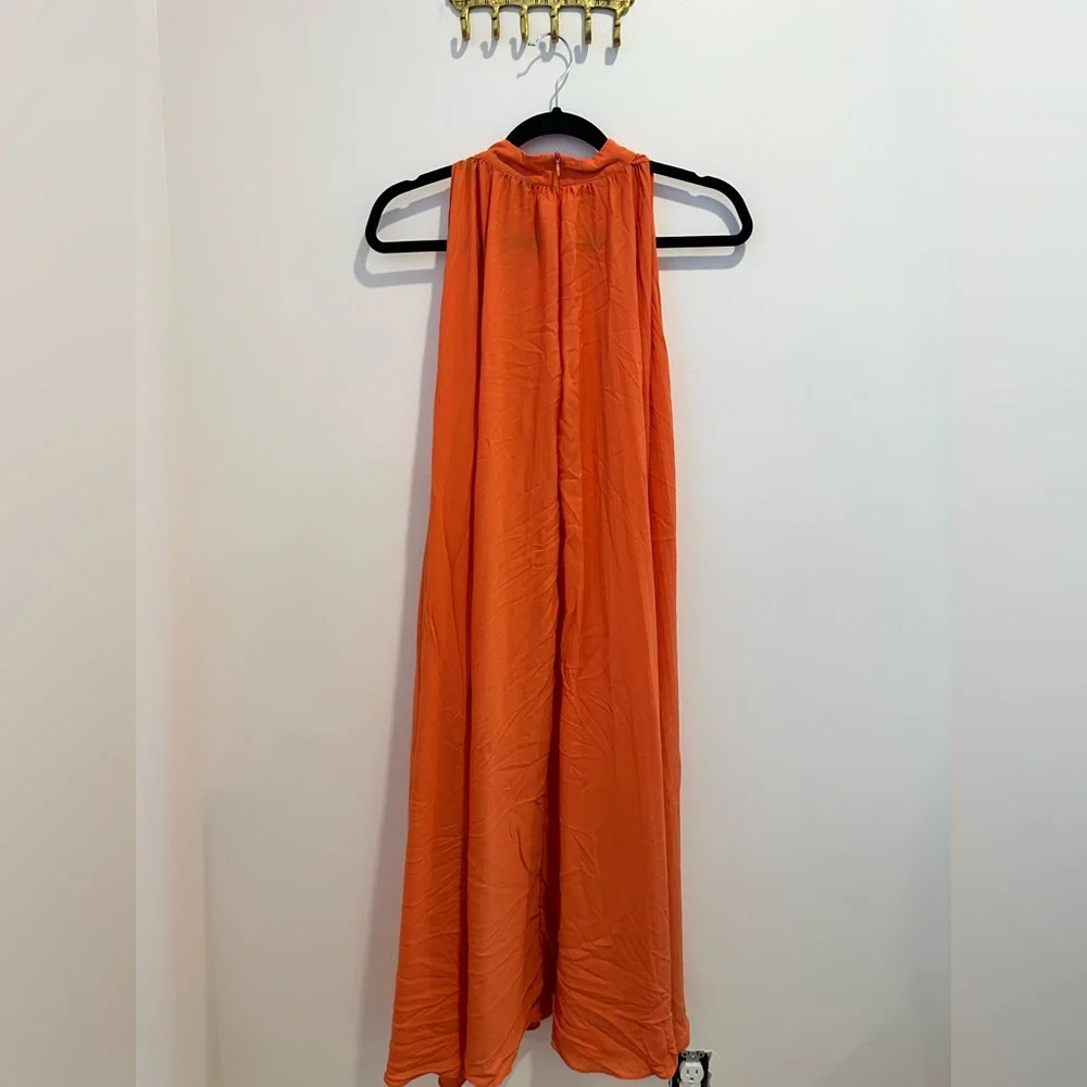 TOME Collective Orange Pleated Dress Size Small - Picture 3 of 7